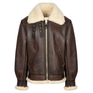 Schott Leather and Shearling Aviator Jacket
